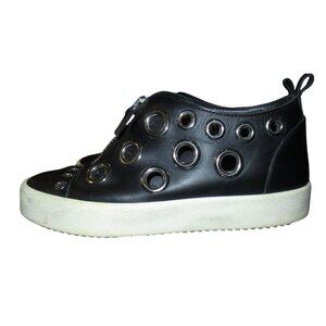 Giuseppe Zanotti Black Italian Calf Leather Grommets Platform Trainers Sneakers